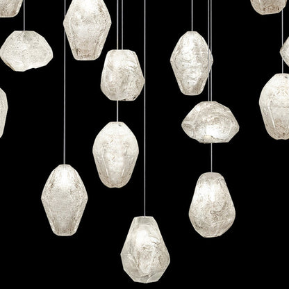 32-Inch Clear Quartz Glass Pendant Light / Silver