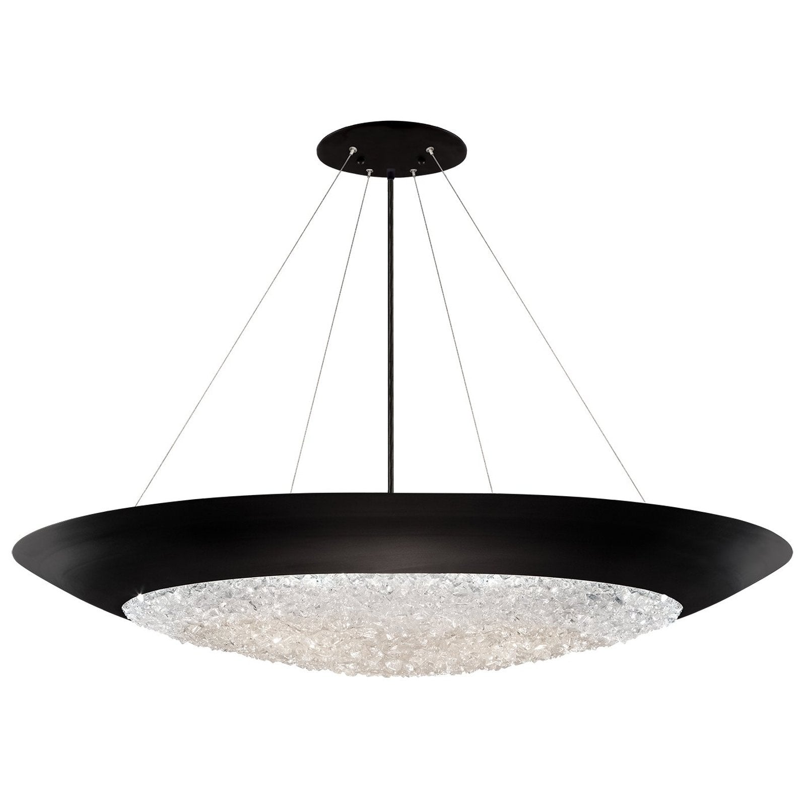 44-Inch Round Crystal Halo Pendant Light / Matte black
