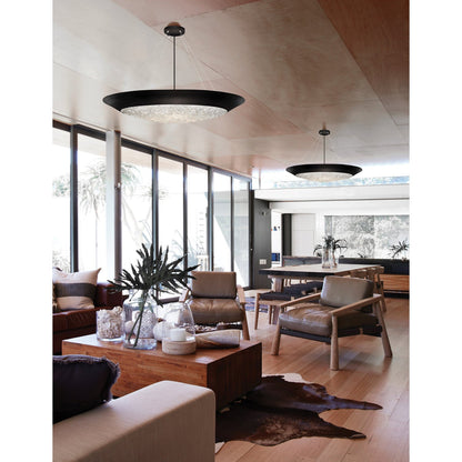 44-Inch Round Crystal Halo Pendant Light / Gold