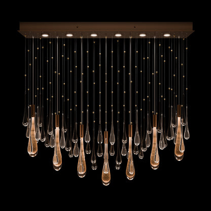 51-Inch Rectangular Glass Raindrop LED Pendant