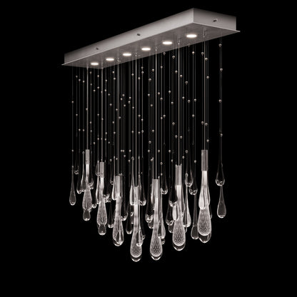 51-Inch Rectangular Glass Raindrop LED Pendant
