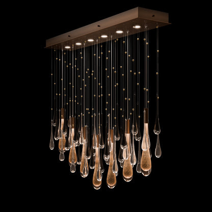 51-Inch Rectangular Glass Raindrop LED Pendant