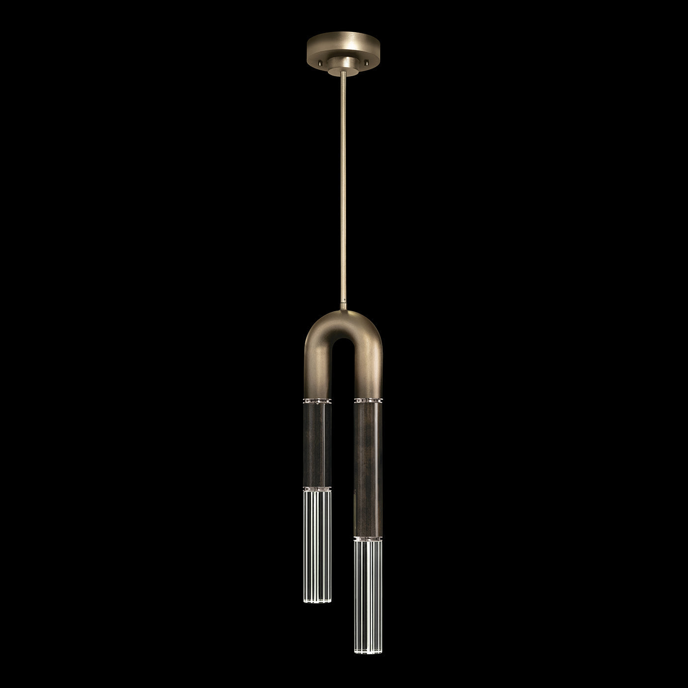 7-Inch Parchment and Glass Pendant Light / Ombre Bronze/Charcoal / Nickel