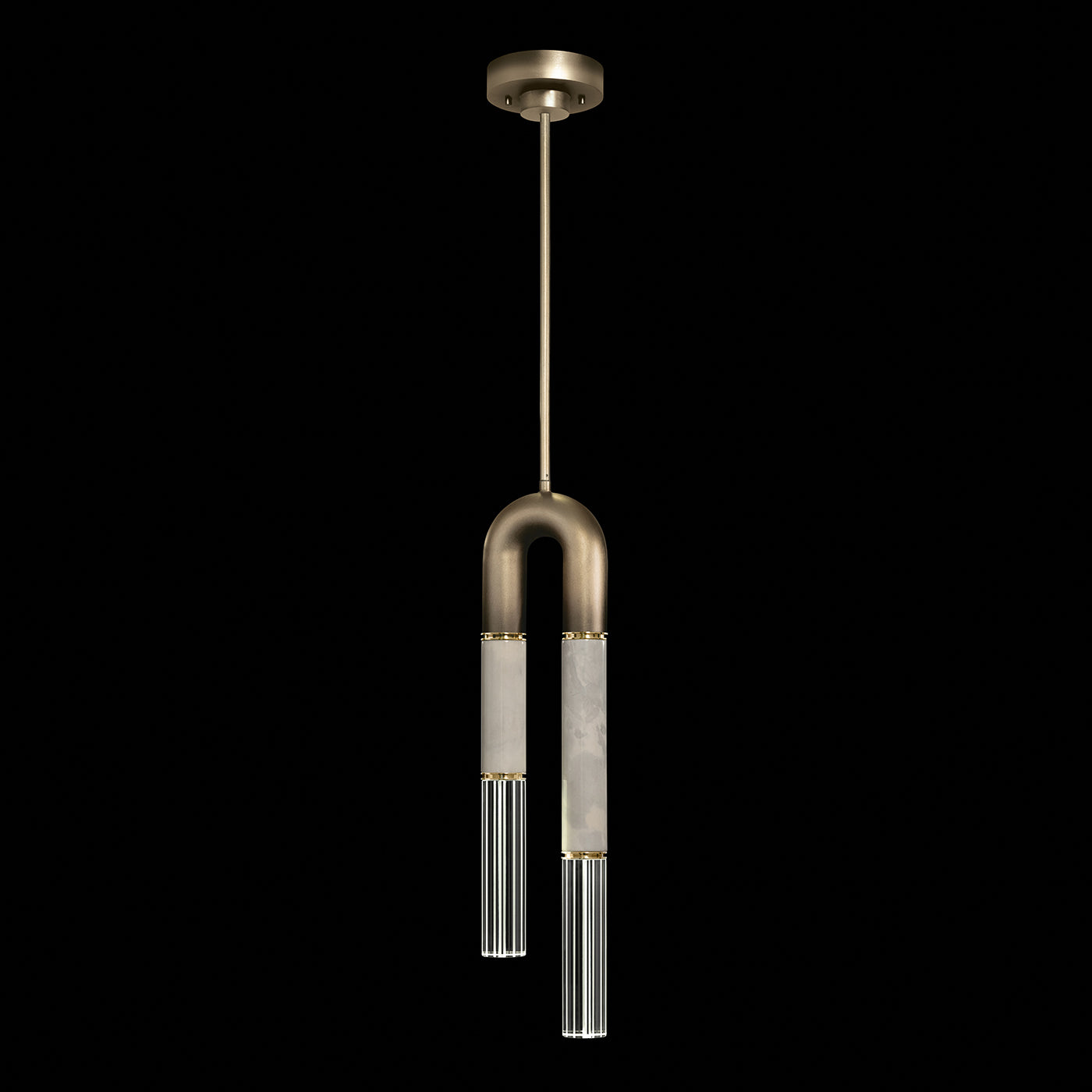 7-Inch Parchment and Glass Pendant Light / Ombre Bronze/Smoke / Brass