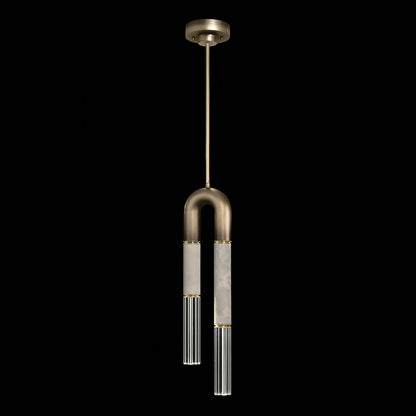 7-Inch Parchment and Glass Pendant Light / Ombre Bronze/Smoke / Brass