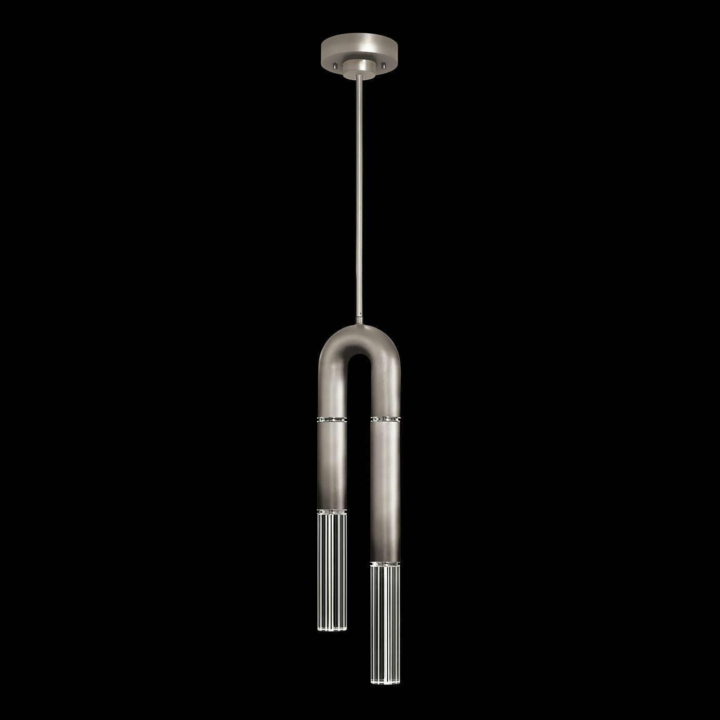 7-Inch Parchment and Glass Pendant Light / Ombre Silver/No Skin / Nickel