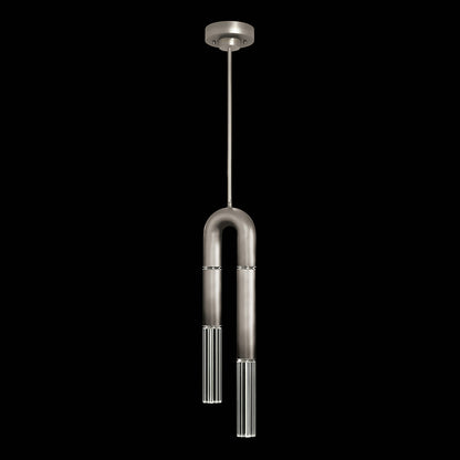 7-Inch Parchment and Glass Pendant Light / Ombre Silver/No Skin / Nickel