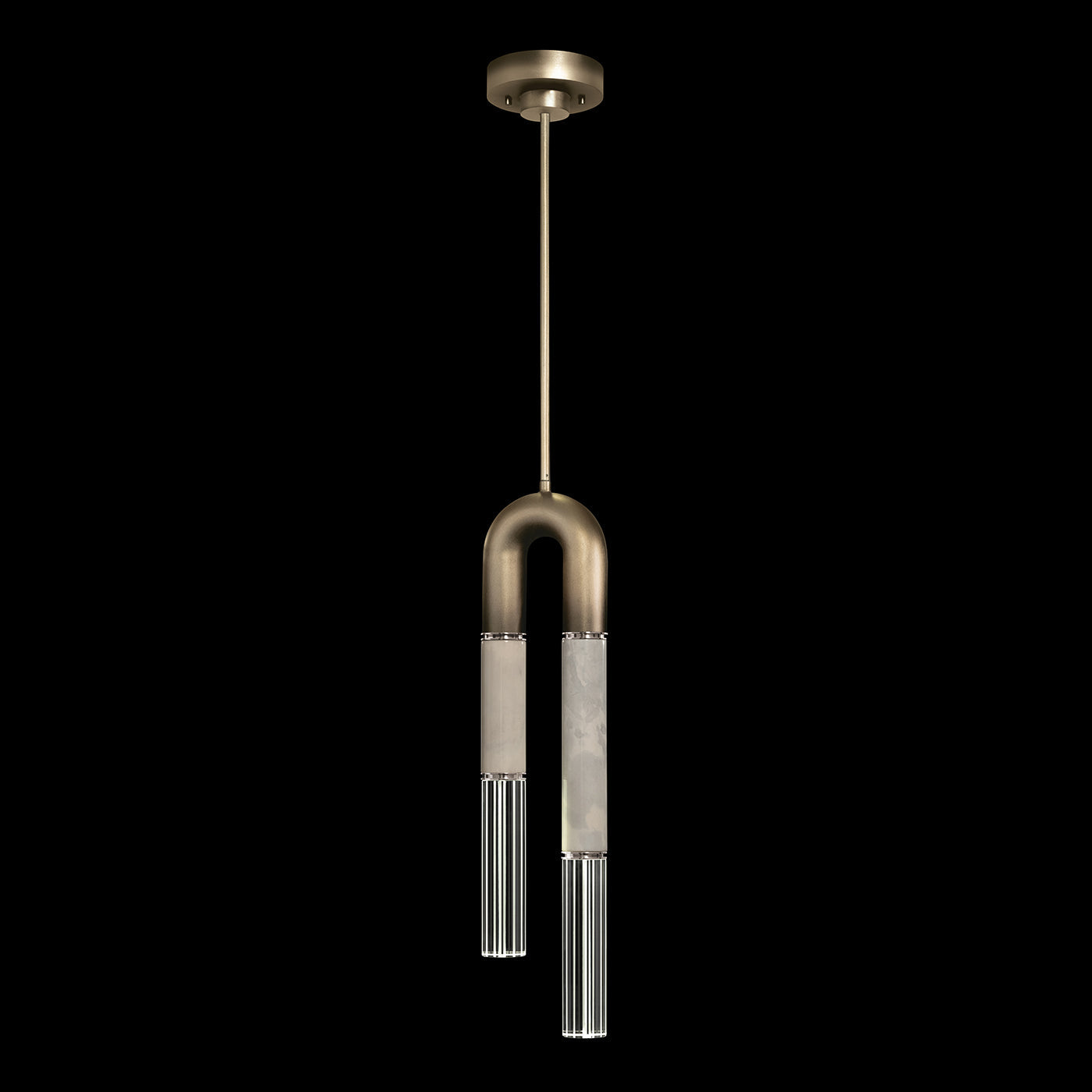 7-Inch Parchment and Glass Pendant Light / Ombre Bronze/Smoke / Nickel