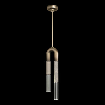 7-Inch Parchment and Glass Pendant Light / Ombre Bronze/Smoke / Nickel