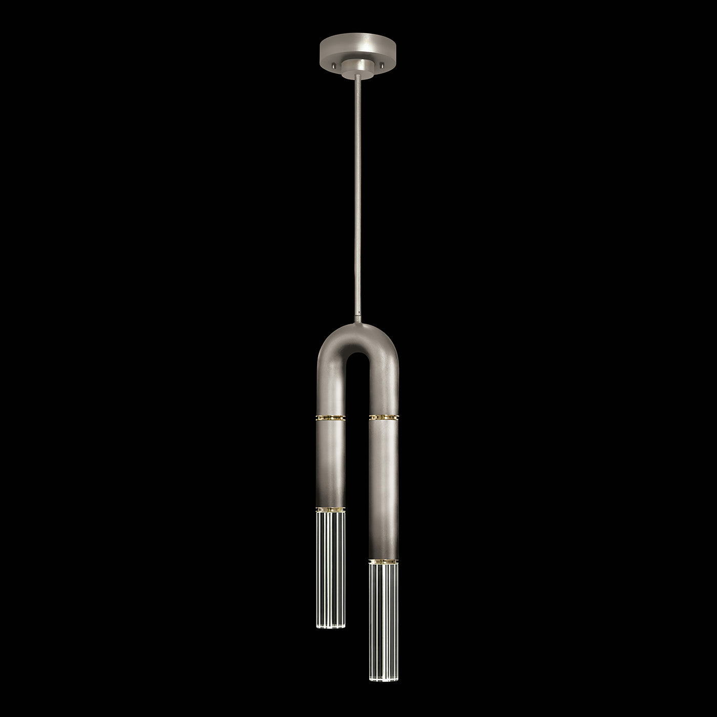 7-Inch Parchment and Glass Pendant Light / Ombre Silver/No Skin / Brass