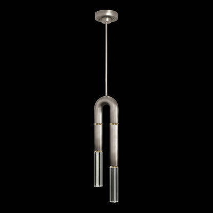 7-Inch Parchment and Glass Pendant Light / Ombre Silver/No Skin / Brass