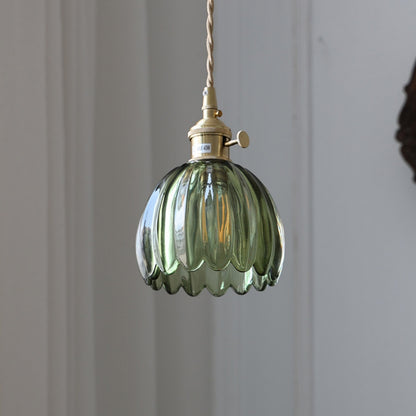 Adjustable Flower Glass Copper Wall Light / Without light source / Green flowers / Turn Head Wall Light