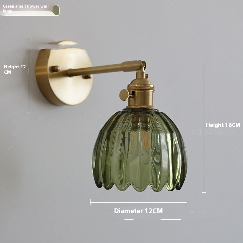 Adjustable Flower Glass Copper Wall Light / Equipped with 4WLED warm light / Transparent flower / Turn Head Wall Light