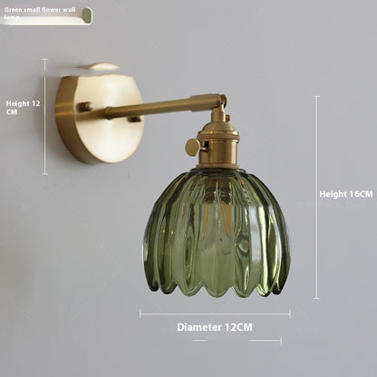 Adjustable Flower Glass Copper Wall Light / Equipped with 4WLED warm light / Transparent flower / Turn Head Wall Light