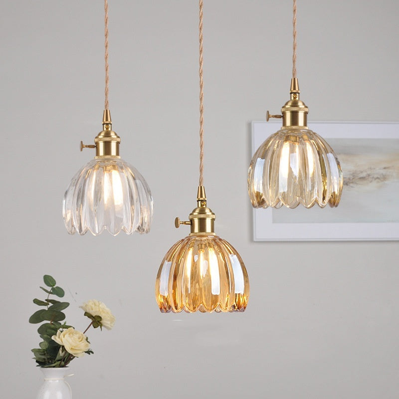 Adjustable Flower Glass Copper Wall Light / Without light source / Transparent flower / Turn Head Wall Light