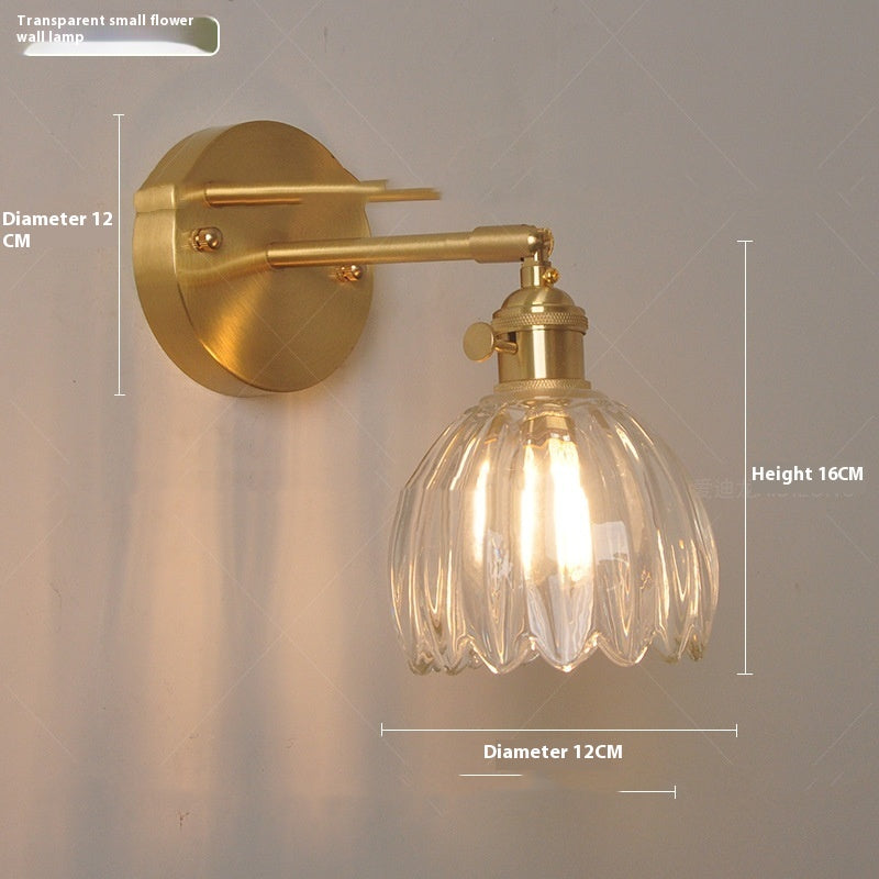 Adjustable Flower Glass Copper Wall Light / Equipped with 4WLED warm light / Green flowers / Turn Head Wall Light