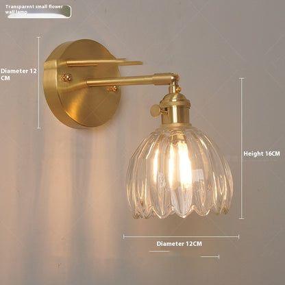 Adjustable Flower Glass Copper Wall Light / Equipped with 4WLED warm light / Green flowers / Turn Head Wall Light
