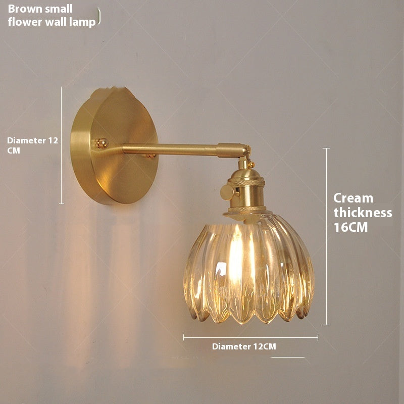 Adjustable Flower Glass Copper Wall Light / Without light source / Tea colored flowers / Turn Head Wall Light