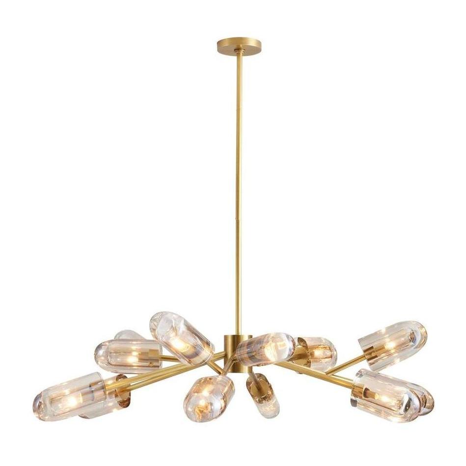 Asymmetrical Antique Brass Crystal Chandelier