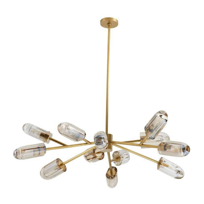 Asymmetrical Antique Brass Crystal Chandelier
