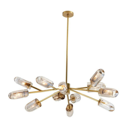 Asymmetrical Antique Brass Crystal Chandelier