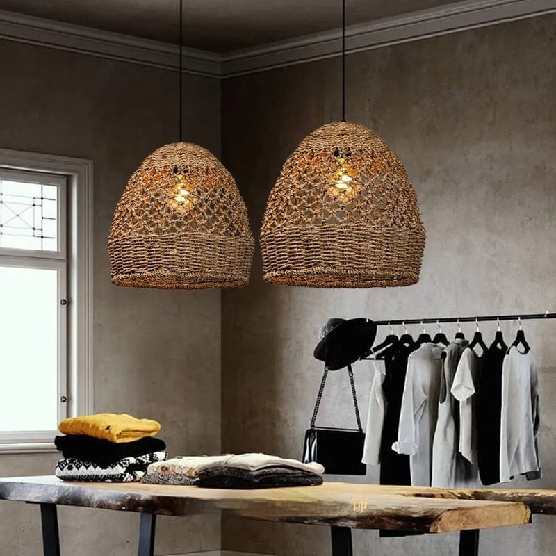 Hand-Woven Rattan Zen Pendant Light / 30x40cm