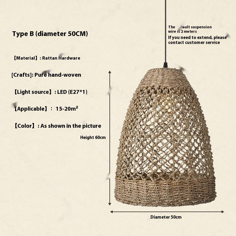 Hand-Woven Rattan Zen Pendant Light / 40x50cm