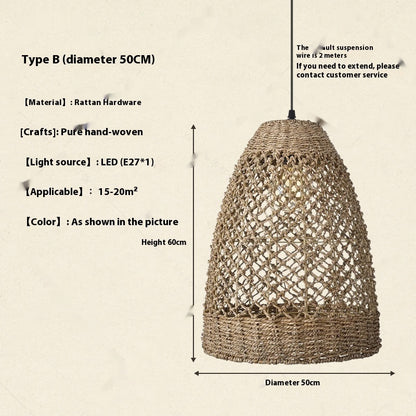 Hand-Woven Rattan Zen Pendant Light / 40x50cm