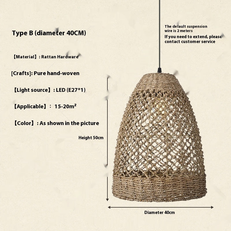 Hand-Woven Rattan Zen Pendant Light / 50x60cm