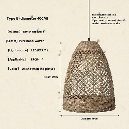 Hand-Woven Rattan Zen Pendant Light / 50x60cm