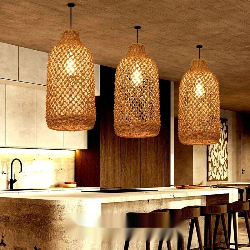 Hand-Woven Rattan Zen Pendant Light