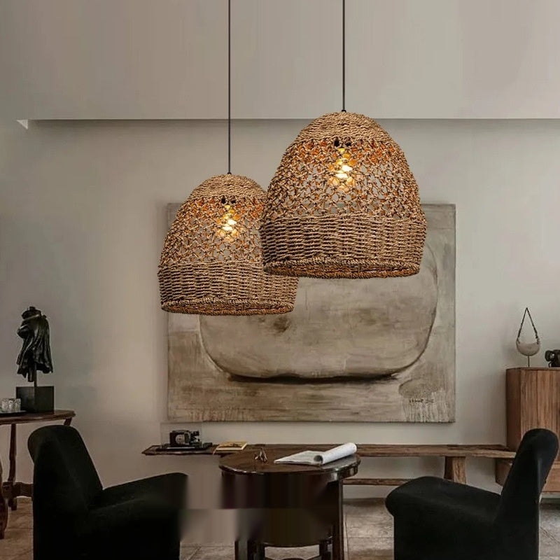 Hand-Woven Rattan Zen Pendant Light