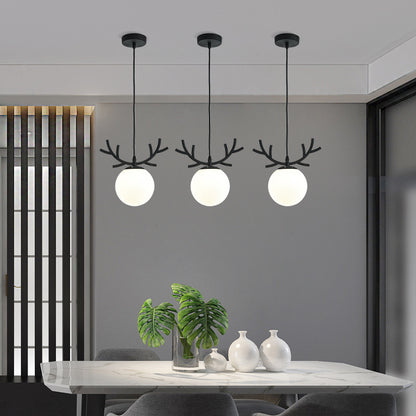 Modern Iron and Glass LED Pendant Light / No Light Source / A Black