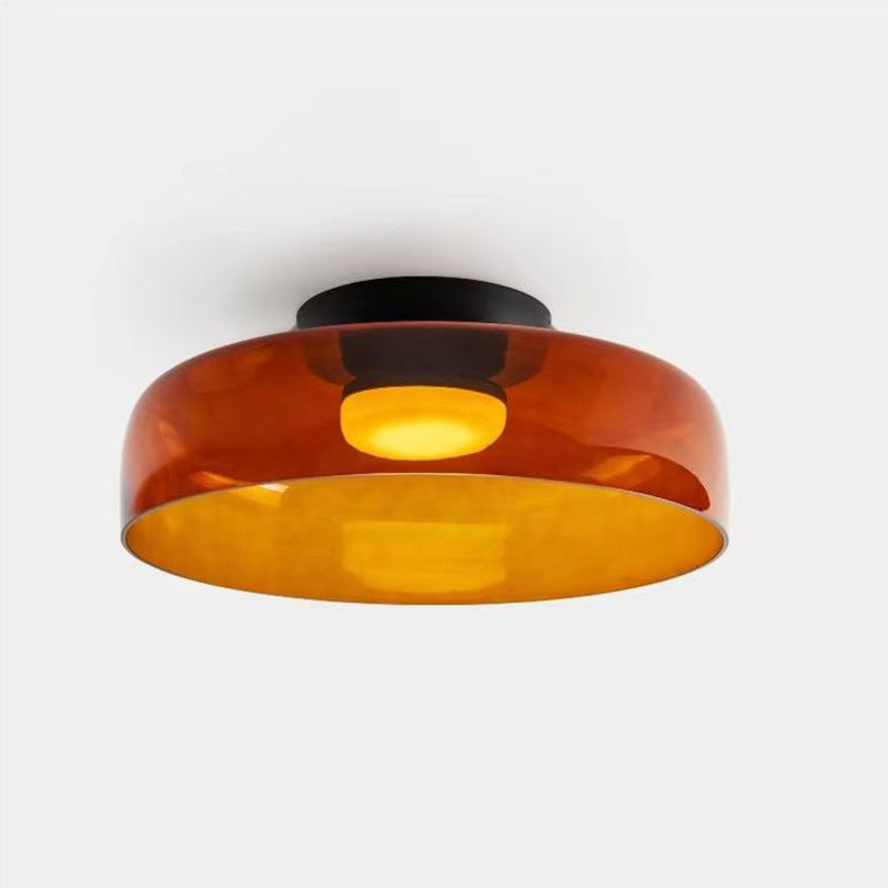 Nordic LED Bedroom Ceiling Light / Emerald Green / D420 H110 Single layer