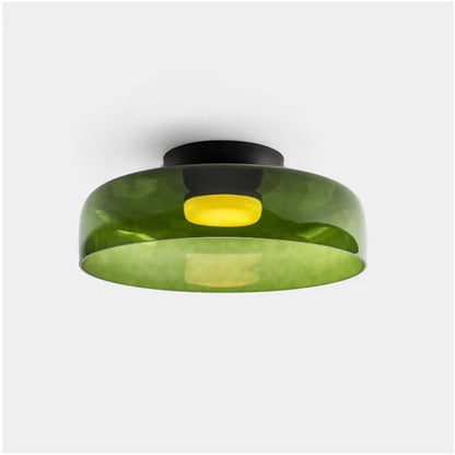 Nordic LED Bedroom Ceiling Light / Emerald Green / D320 H240 Small Twolayer