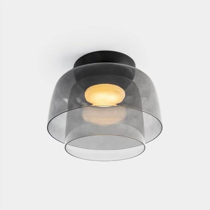 Nordic LED Bedroom Ceiling Light / Gray / D320 H240 Small Twolayer
