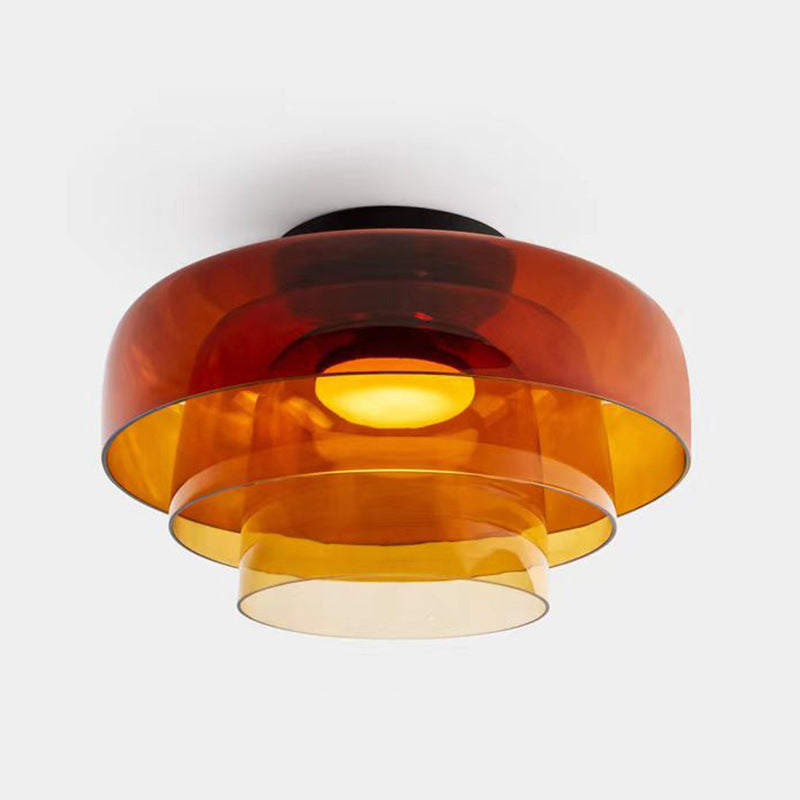 Nordic LED Bedroom Ceiling Light / Orange / D320 H240 Small Twolayer