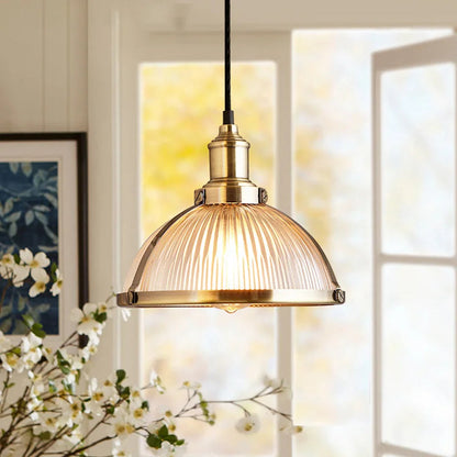 Retro Semicircle Glass Pendant Light