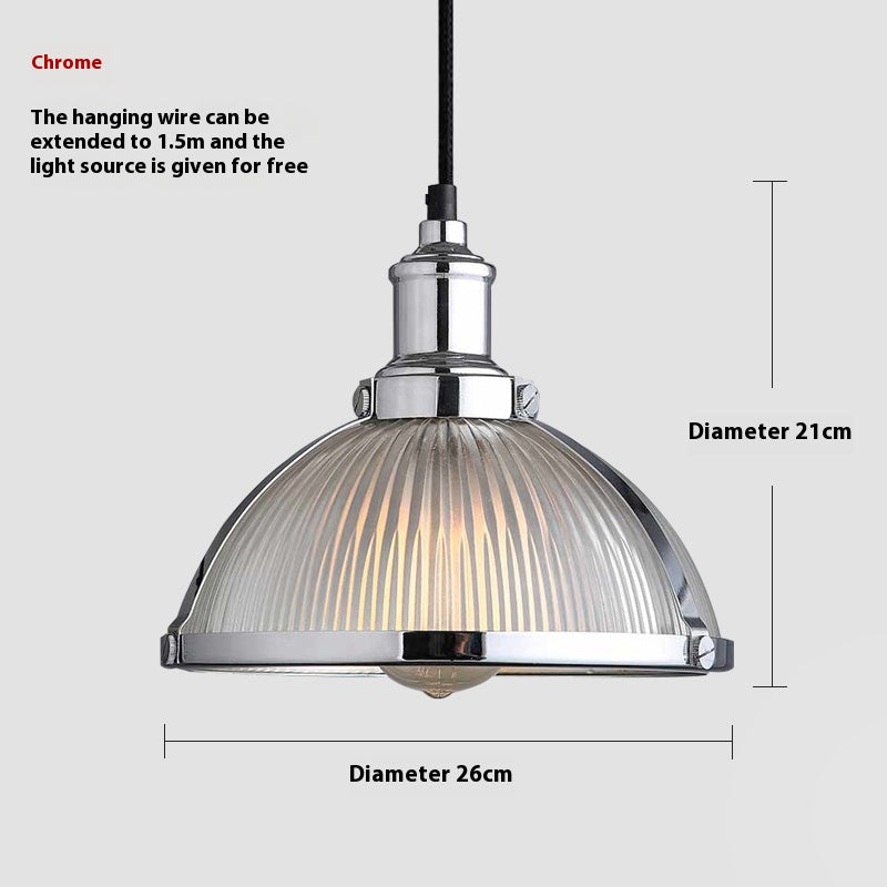 Retro Semicircle Glass Pendant Light