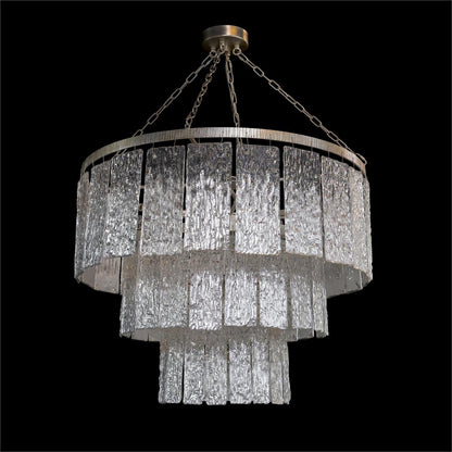 Silver 16-Light Slumped Glass Chandelier