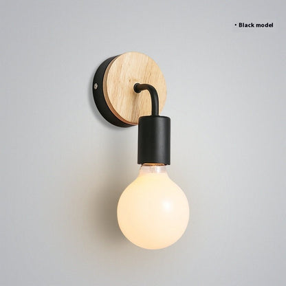 Solid Wood and Iron LED Wall Light / Warm Light / White Wood Wall Lamp