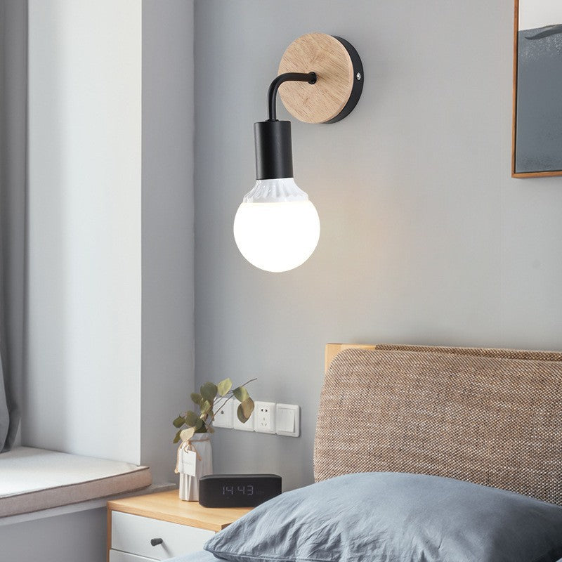 Solid Wood and Iron LED Wall Light / White Light / White Wood Wall Lamp