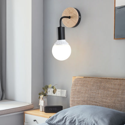 Solid Wood and Iron LED Wall Light / White Light / White Wood Wall Lamp