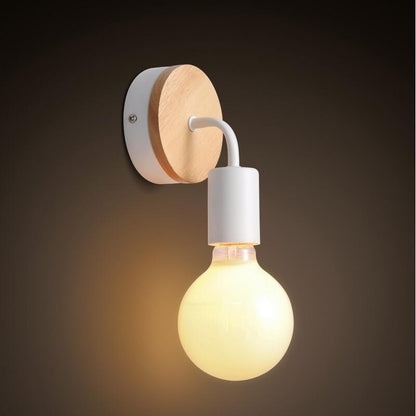 Solid Wood and Iron LED Wall Light