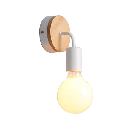 Solid Wood and Iron LED Wall Light / Warm Light / Black Wood Wall Lamp